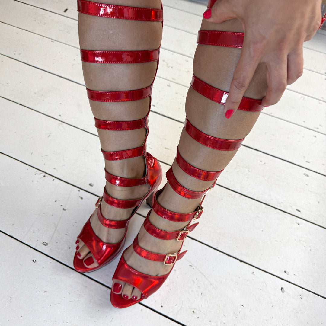 Samba Alta - Red Knee High Boots