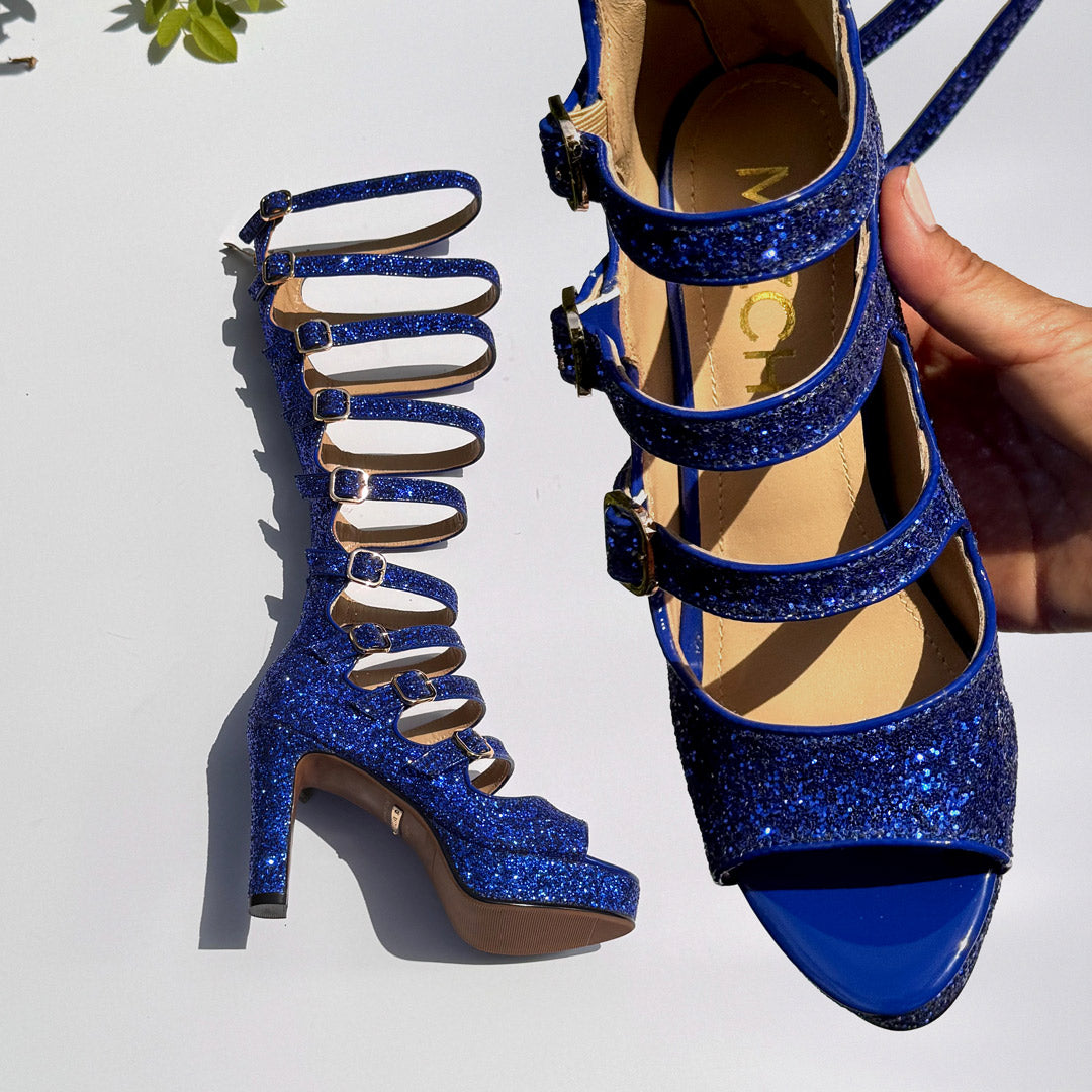 Samba Alta - Blue Glitter Knee High Boots