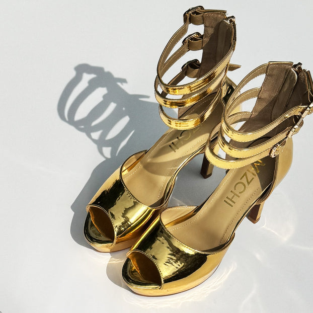 TRINITY - Goldd Samba Heels  11/3cm platform (CUSTOM MADE TO ORDER)