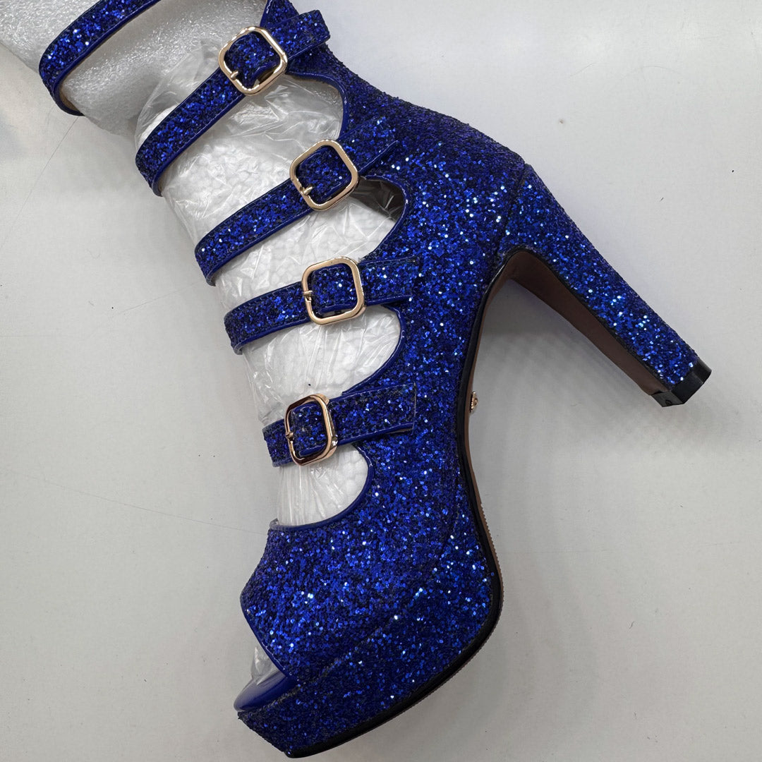 Samba Alta - Blue Glitter Knee High Boots