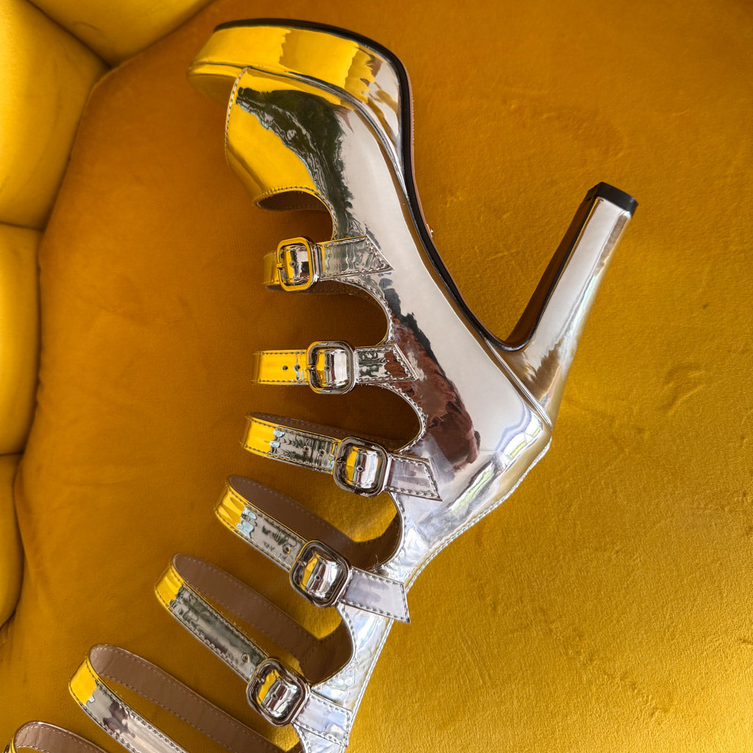 Samba Alta - Silver Knee High Boots