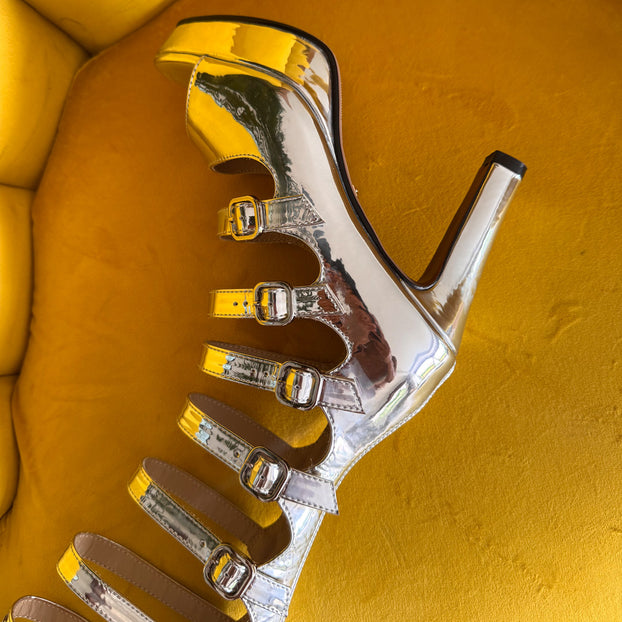 Samba Alta - Silver Knee High Boots