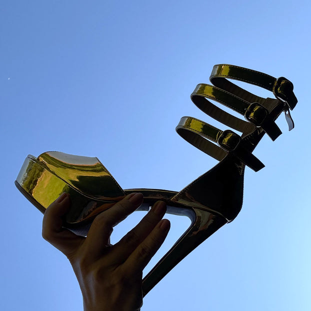 TRINITY - Goldd Samba Heels  11/3cm platform (CUSTOM MADE TO ORDER)