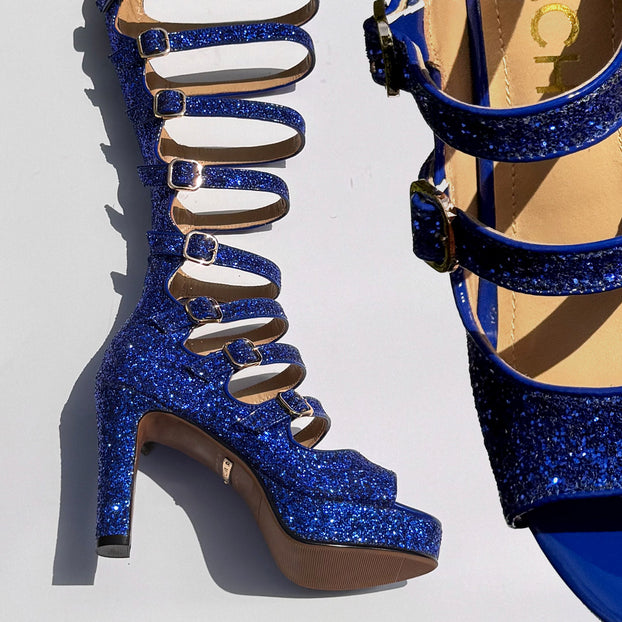 Samba Alta - Blue Glitter Knee High Boots
