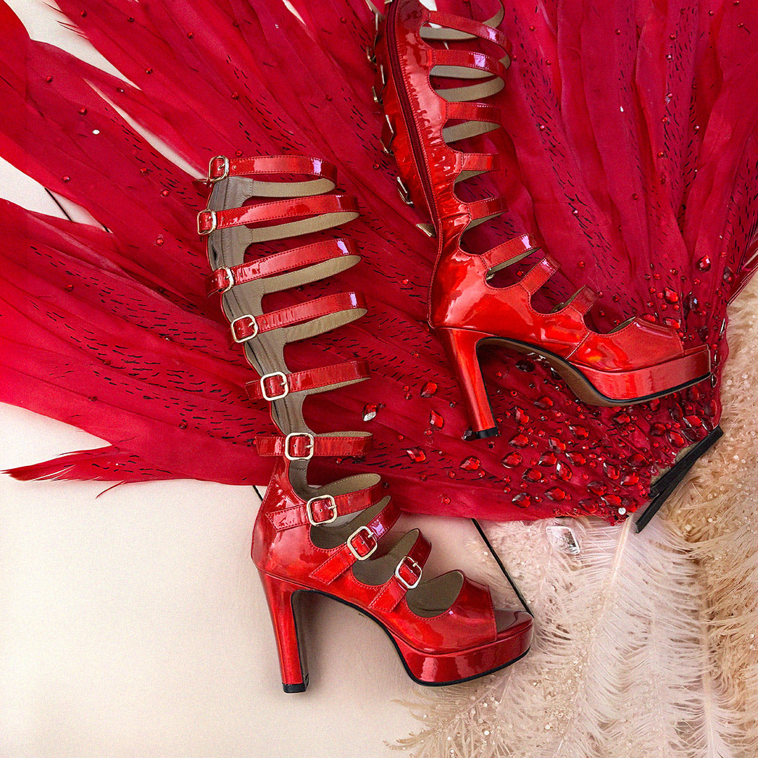Samba Alta - Red Knee High Boots