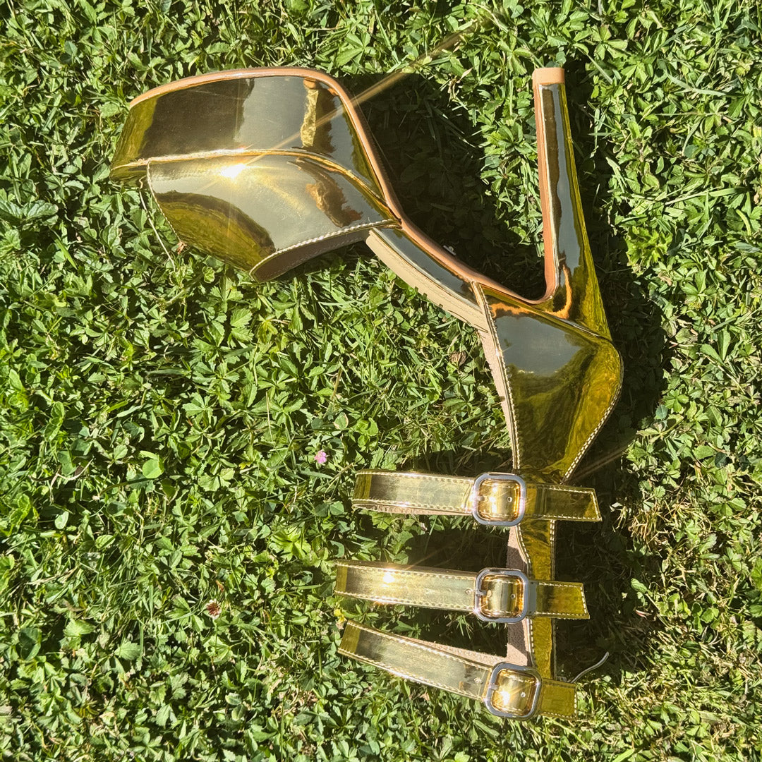 TRINITY - Goldd Samba Heels  11/3cm platform (CUSTOM MADE TO ORDER)