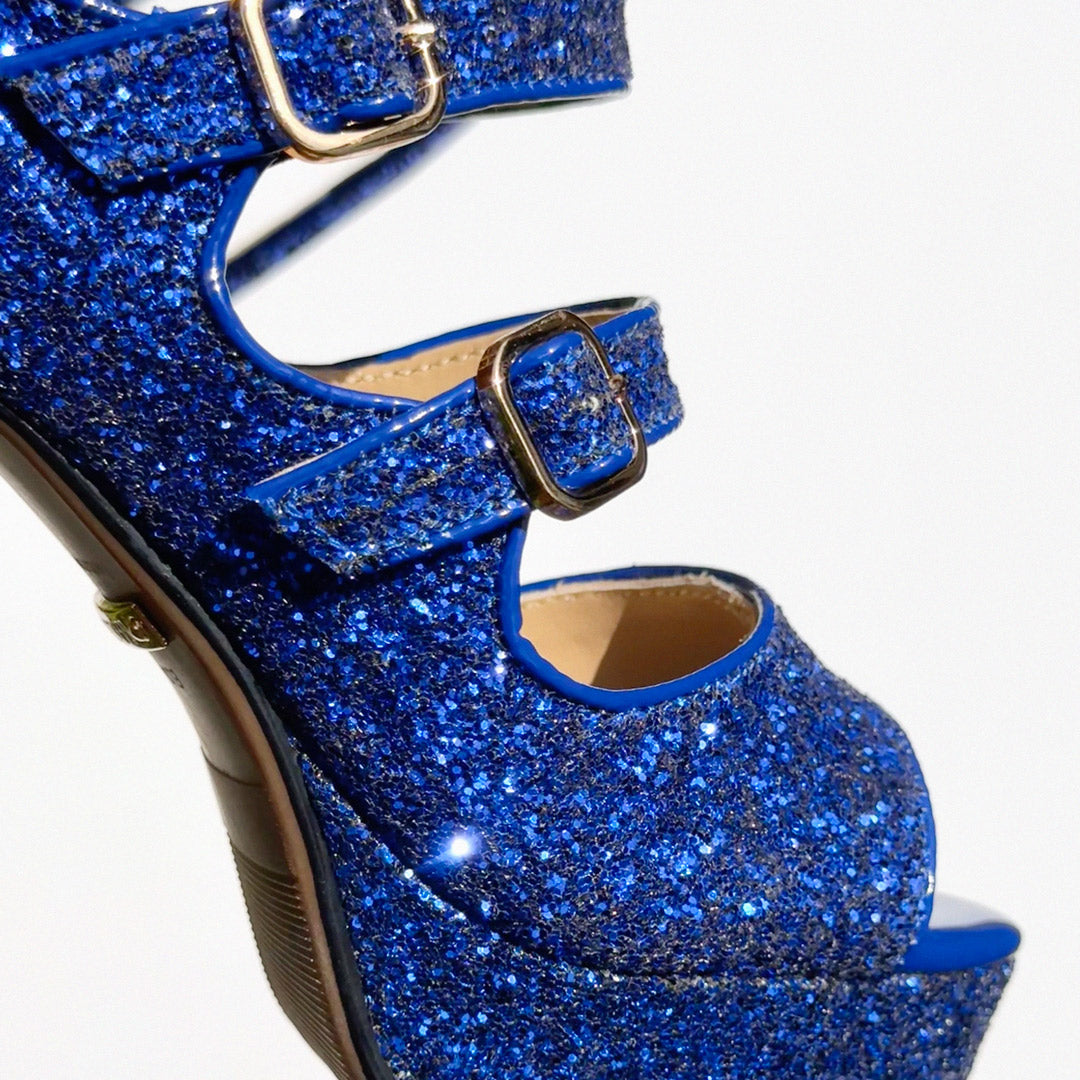Samba Alta - Blue Glitter Knee High Boots