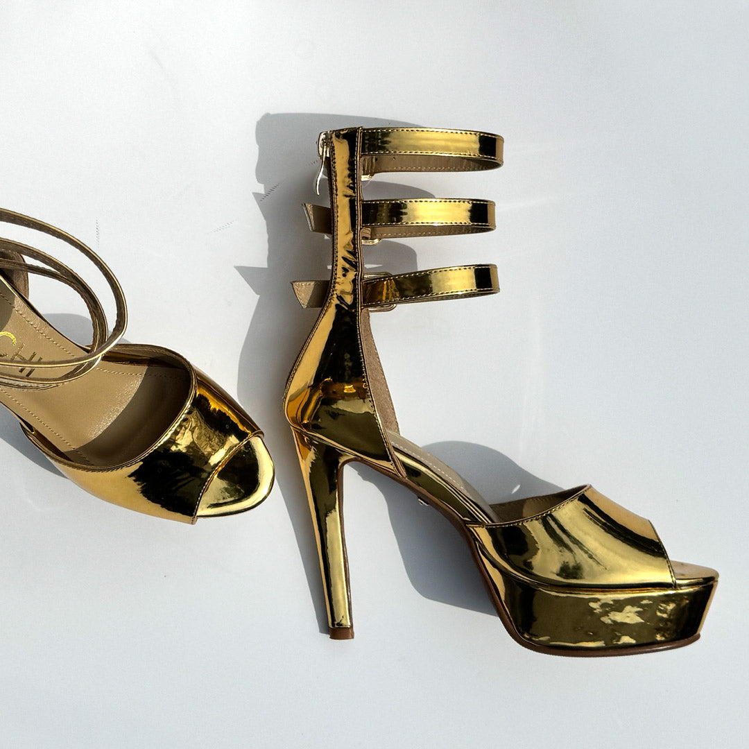TRINITY - Goldd Samba Heels  11/3cm platform (CUSTOM MADE TO ORDER)