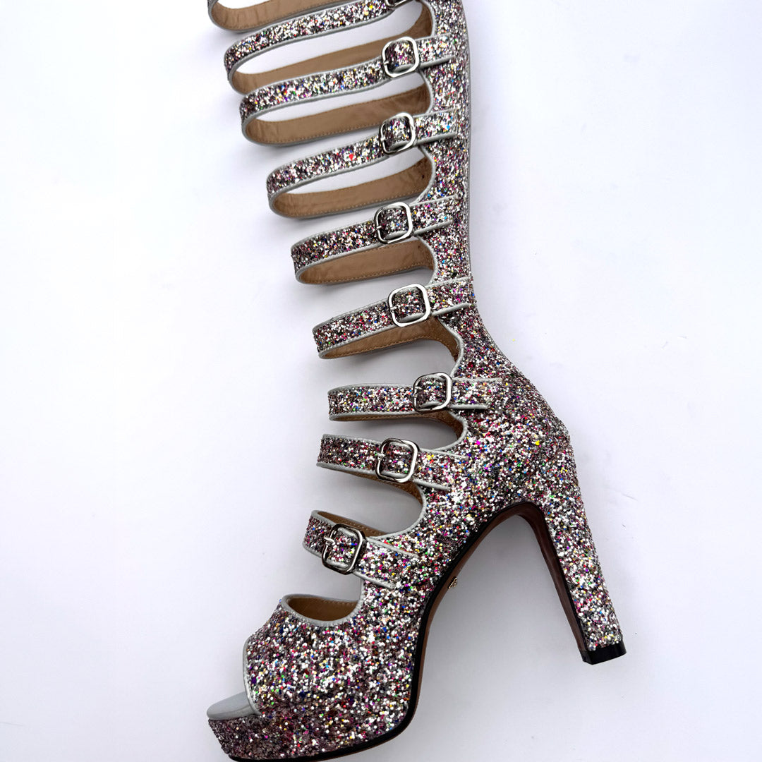 Samba Alta - Multi Glitter Knee High Boots - 34.5 single pair SALE