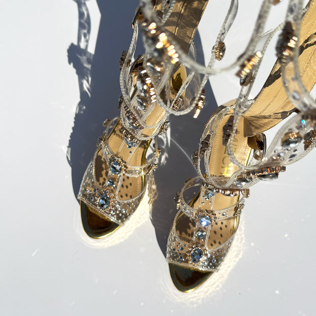 MIZCHI SAMBA DO MAR GOLD - 10/2.5cm platform heels