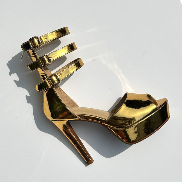 TRINITY - Goldd Samba Heels  11/3cm platform (CUSTOM MADE TO ORDER)