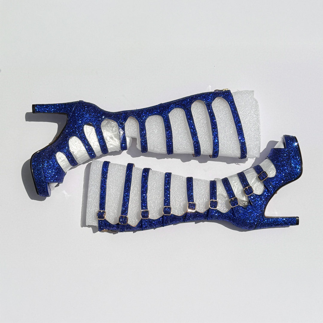 Samba Alta - Blue Glitter Knee High Boots