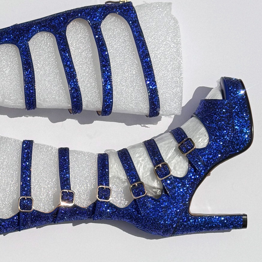 Samba Alta - Blue Glitter Knee High Boots