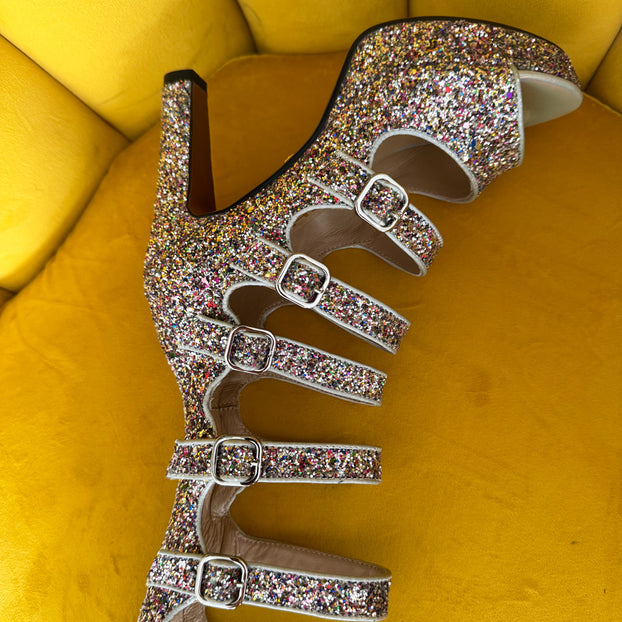 Samba Alta - Multi Glitter Knee High Boots - 34.5 single pair SALE