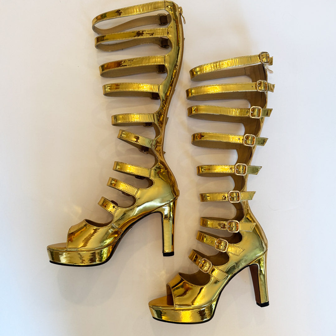 Samba Alta - Gold Knee High Boots