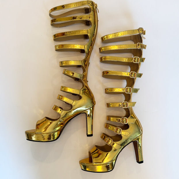 Samba Alta - Gold Knee High Boots