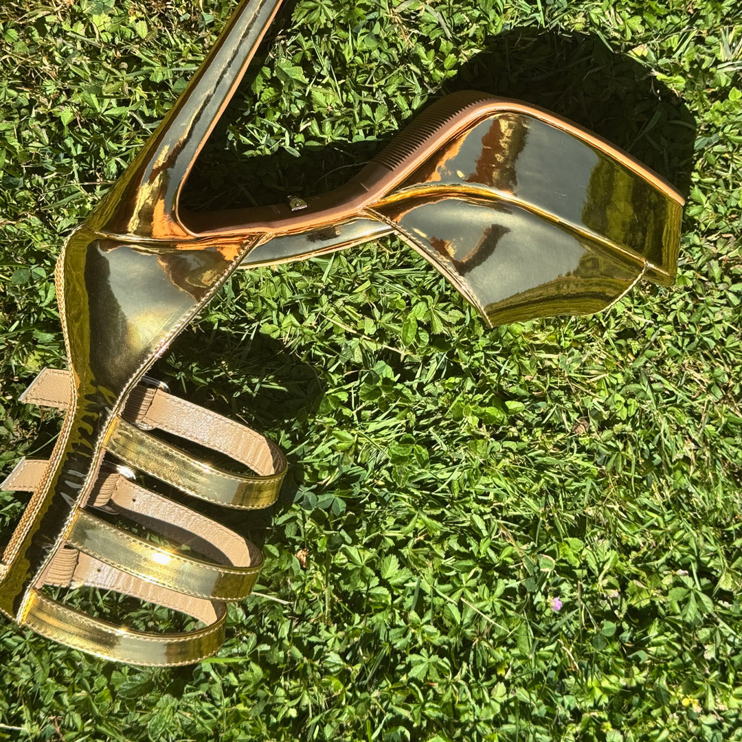 TRINITY - Goldd Samba Heels  11/3cm platform (CUSTOM MADE TO ORDER)