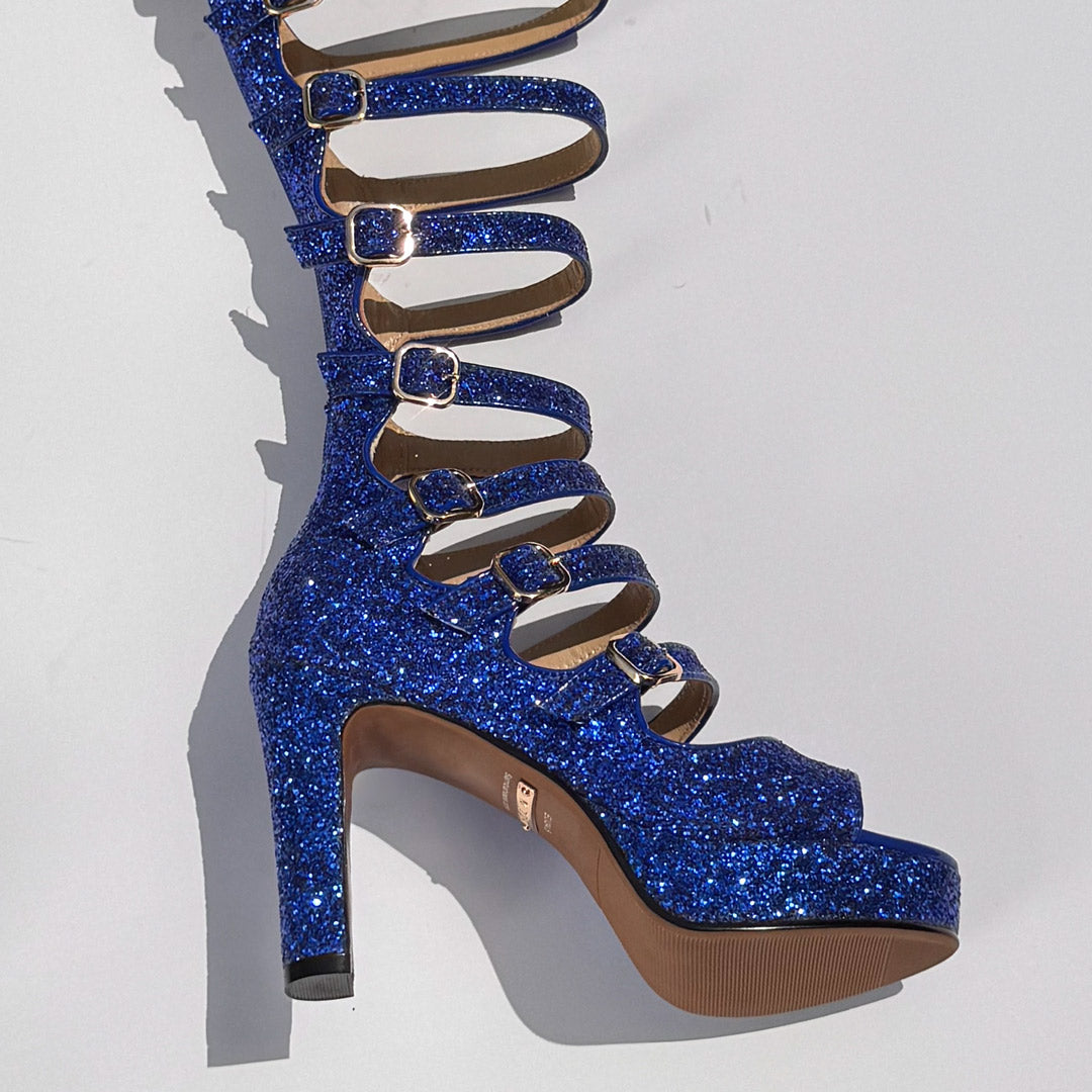 Samba Alta - Blue Glitter Knee High Boots