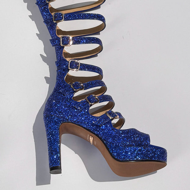 Samba Alta - Blue Glitter Knee High Boots