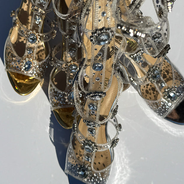 MIZCHI SAMBA DO MAR GOLD - 10/2.5cm platform heels
