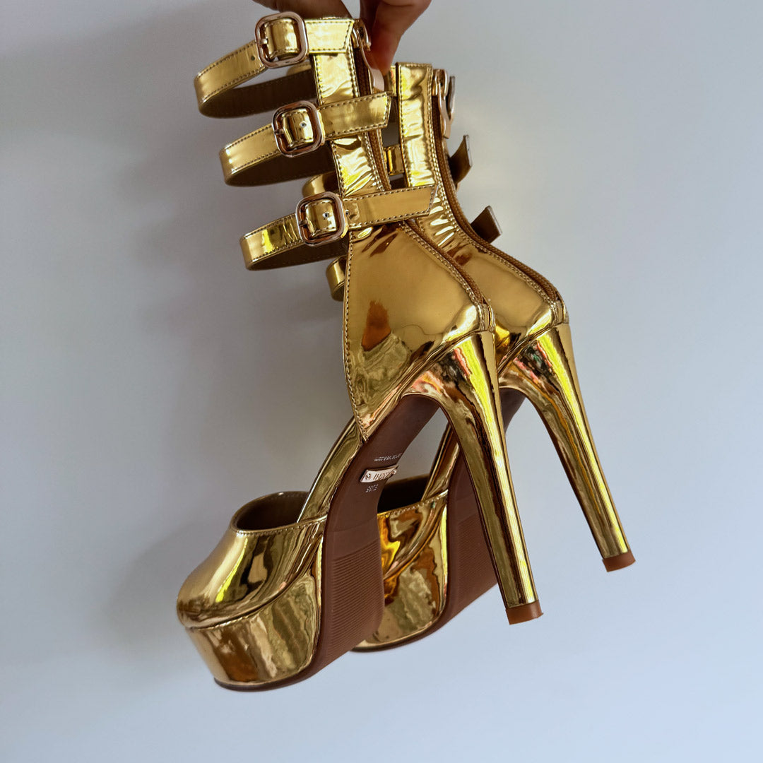 TRINITY - Goldd Samba Heels  11/3cm platform (CUSTOM MADE TO ORDER)
