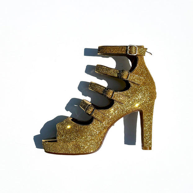 Mizchi Classic Samba Heels Gold Glitter 41, 10cm single pair SALE