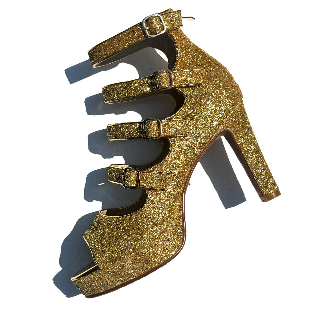 Mizchi Classic Samba Heels Gold Glitter 41, 10cm single pair SALE