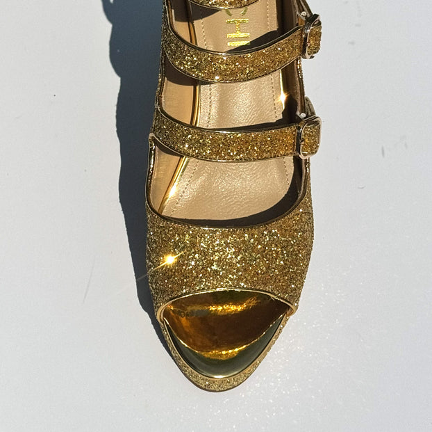 Mizchi Classic Samba Heels Gold Glitter 41, 10cm single pair SALE