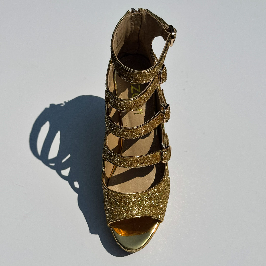 Mizchi Classic Samba Heels Gold Glitter 41, 10cm single pair SALE