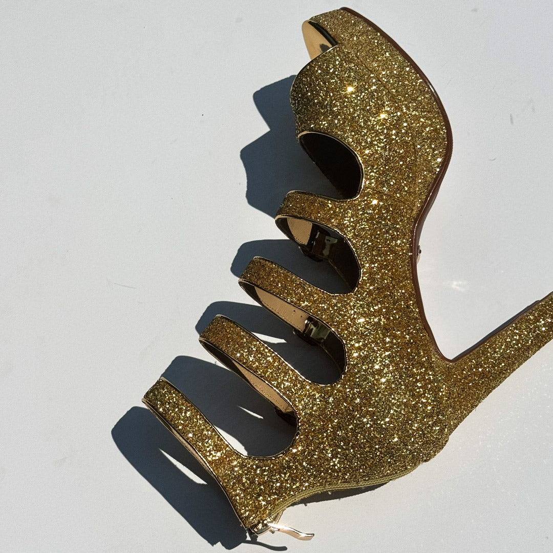 Mizchi Classic Samba Heels Gold Glitter 41, 10cm single pair SALE