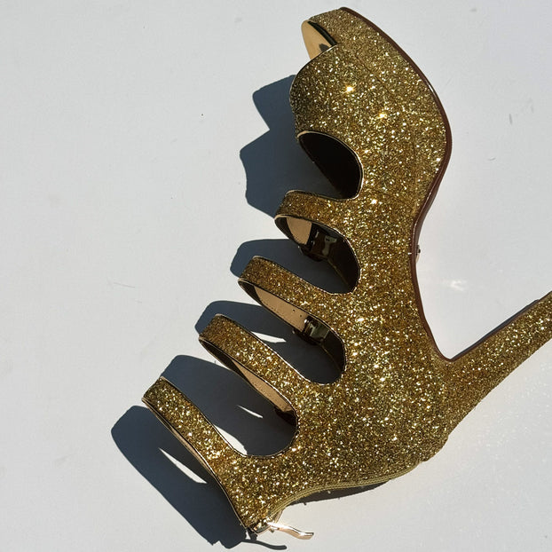 Mizchi Classic Samba Heels Gold Glitter 41, 10cm single pair SALE