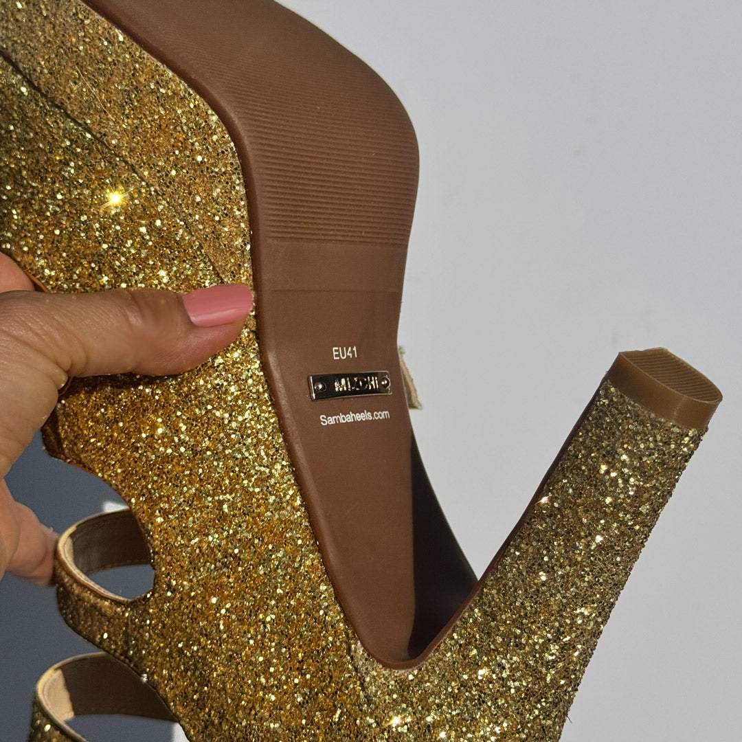 Mizchi Classic Samba Heels Gold Glitter 41, 10cm single pair SALE