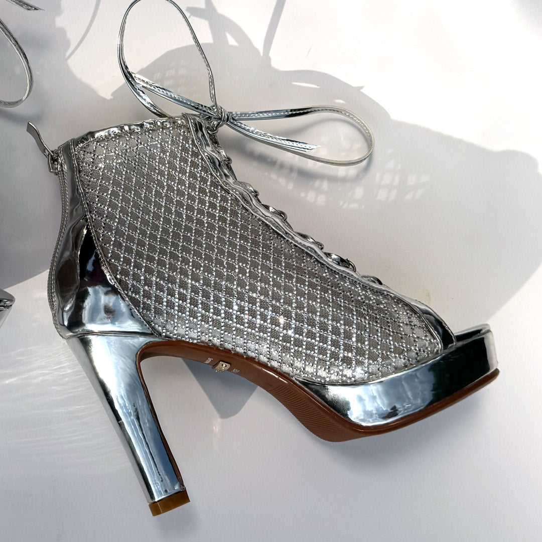 Luar Ankle - Silver Lace Up (CUSTOM ORDER)