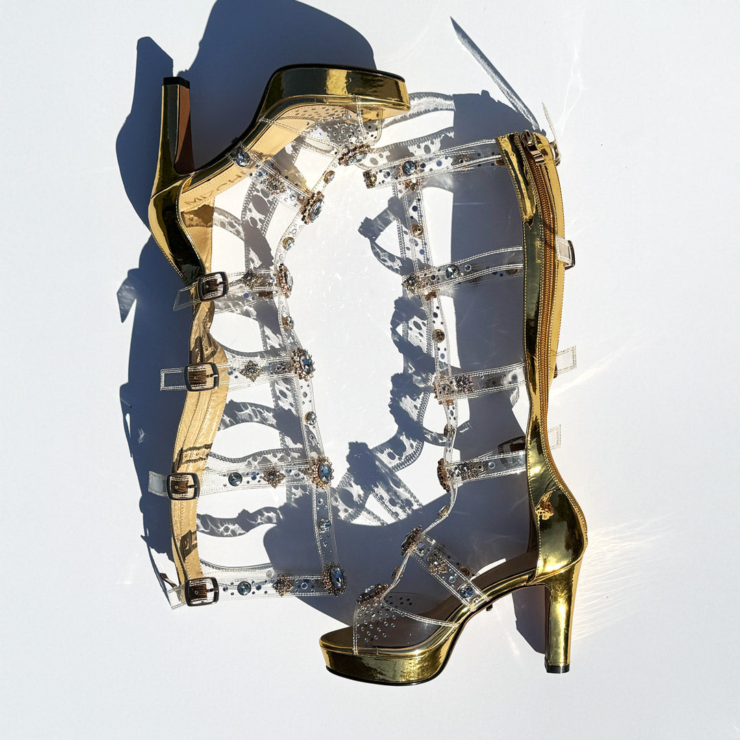 MIZCHI SAMBA DO MAR GOLD - 10/2.5cm platform heels
