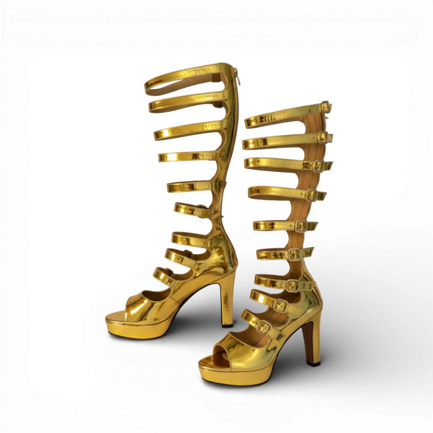 Samba Alta - Gold Knee High Boots