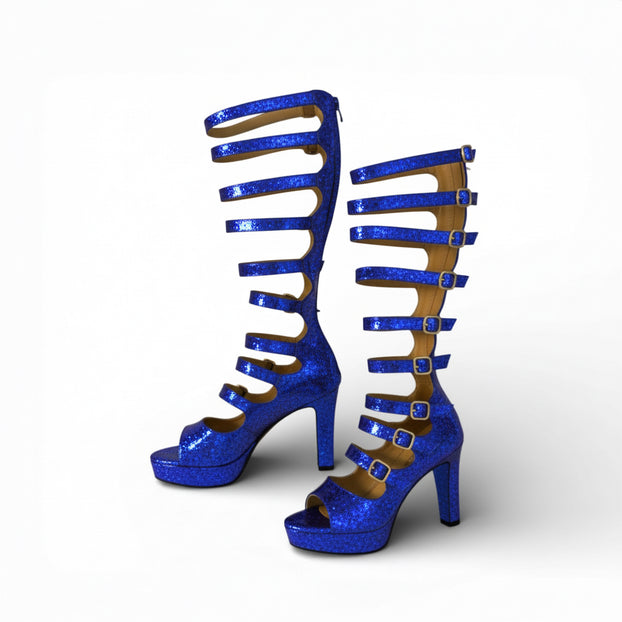 Samba Alta - Blue Glitter Knee High Boots